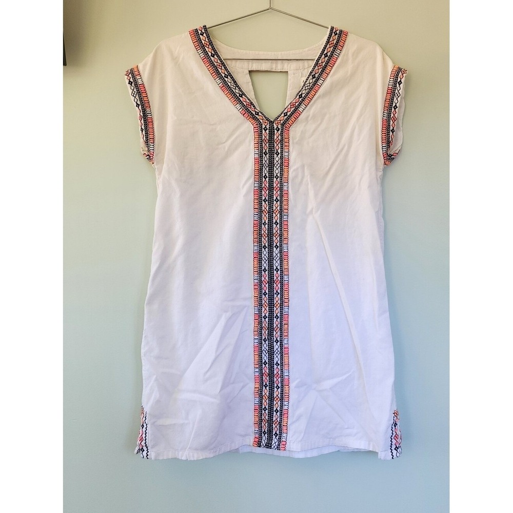 Artisan NY Shift Dress Womens Small White Embroidered Boho Summer Casual